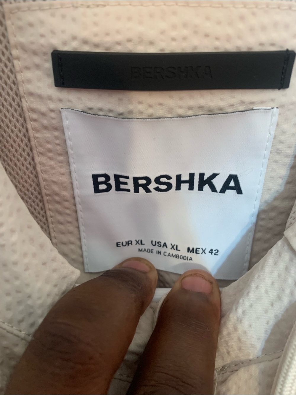 Bershka Men's Light Beige Button-Down Shirt